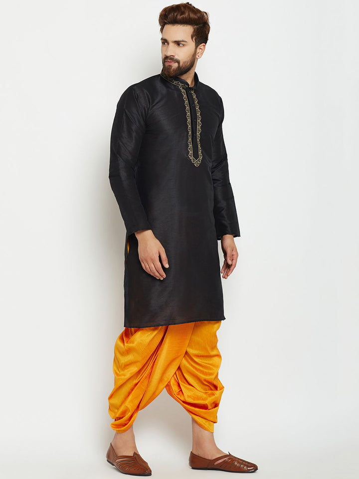 SOJANYA Lelaki Hitam Solid Kurta Lurus