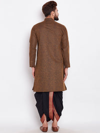SOJANYA Men Brown Solid Straight Kurta