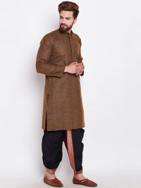 SOJANYA Men Brown Solid Straight Kurta