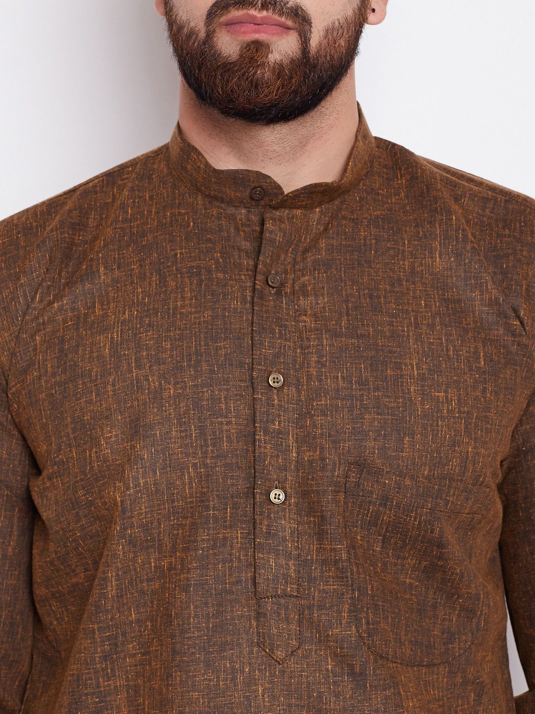 SOJANYA Men Brown Solid Straight Kurta