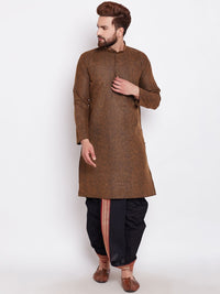 SOJANYA Men Brown Solid Straight Kurta