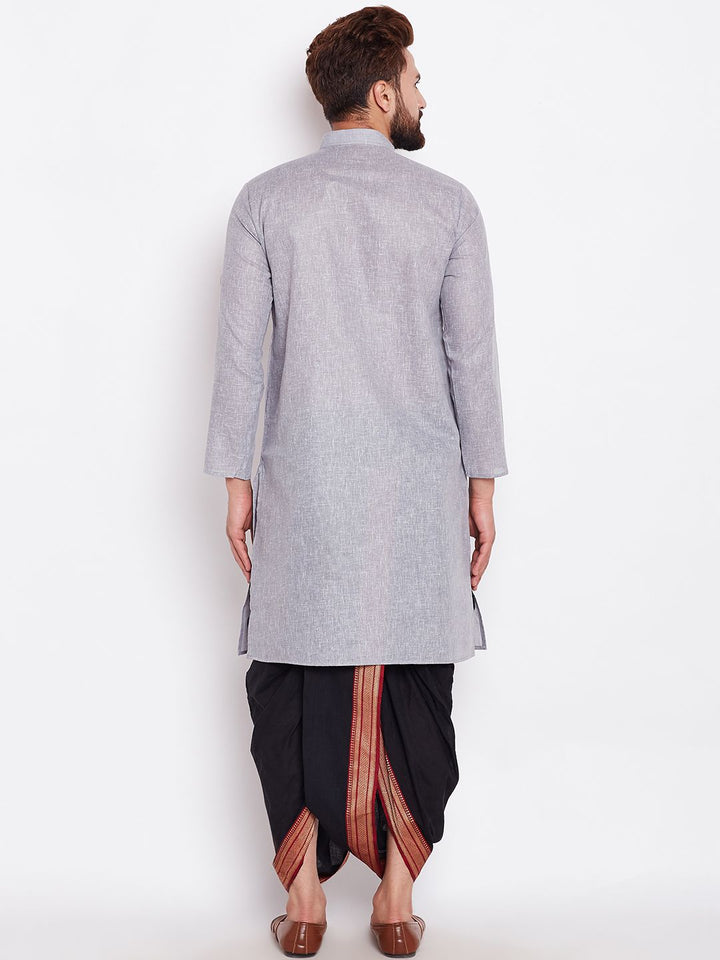 SOJANYA Lelaki Grey Solid Kurta Lurus