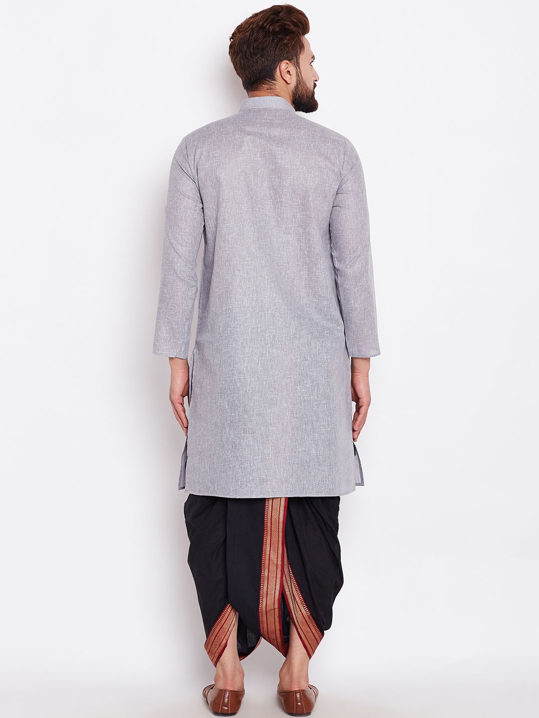 SOJANYA Lelaki Grey Solid Kurta Lurus