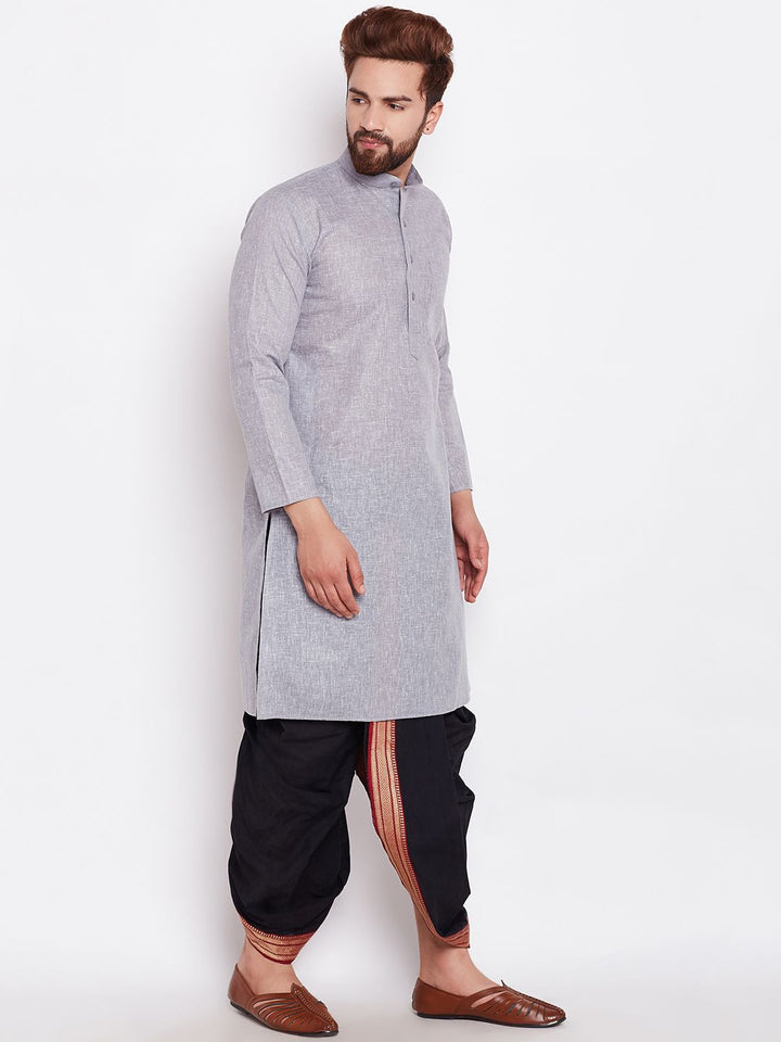 SOJANYA Lelaki Grey Solid Kurta Lurus