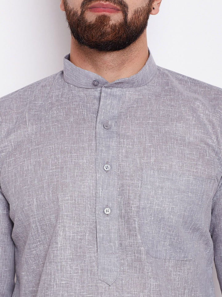 SOJANYA Lelaki Grey Solid Kurta Lurus