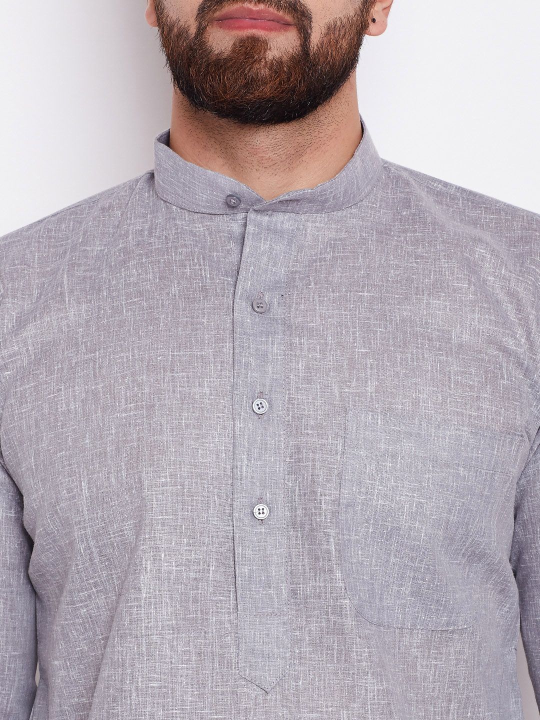 SOJANYA Lelaki Grey Solid Kurta Lurus