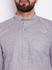 SOJANYA Lelaki Grey Solid Kurta Lurus