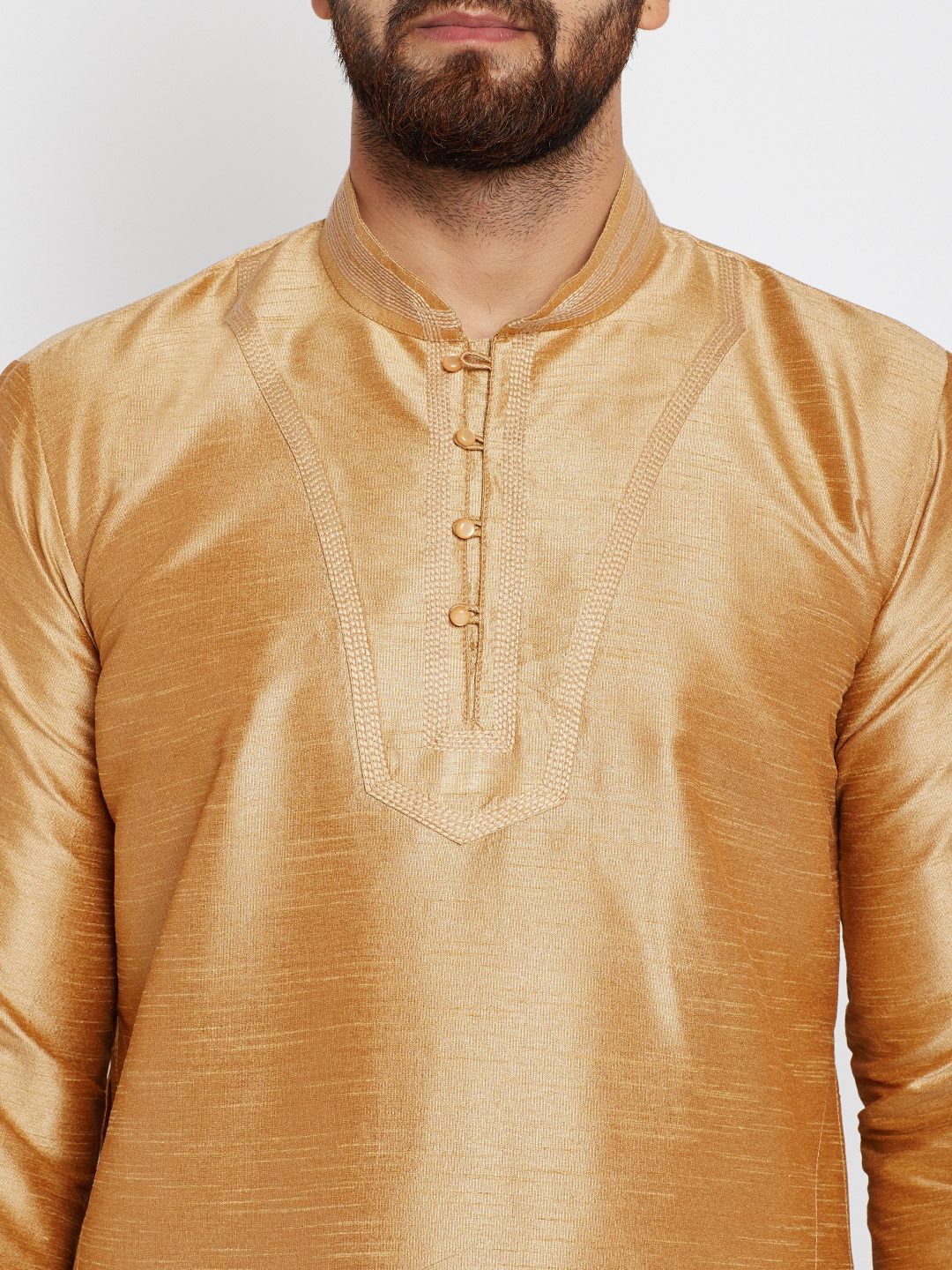 SOJANYA Lelaki Kurta Lurus Solid Tone Emas