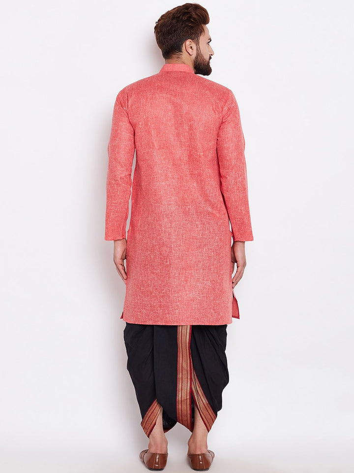 SOJANYA Men Coral Solid Straight Kurta