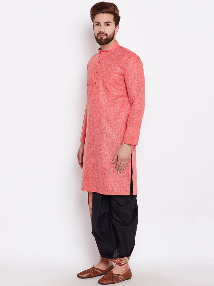 SOJANYA Men Coral Solid Straight Kurta