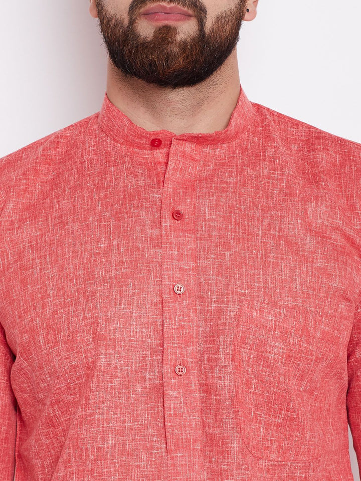 SOJANYA Men Coral Solid Straight Kurta