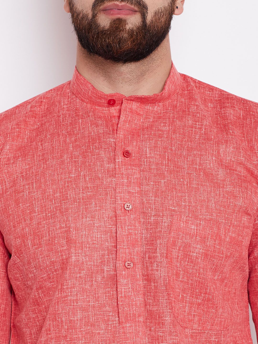 SOJANYA Men Coral Solid Straight Kurta