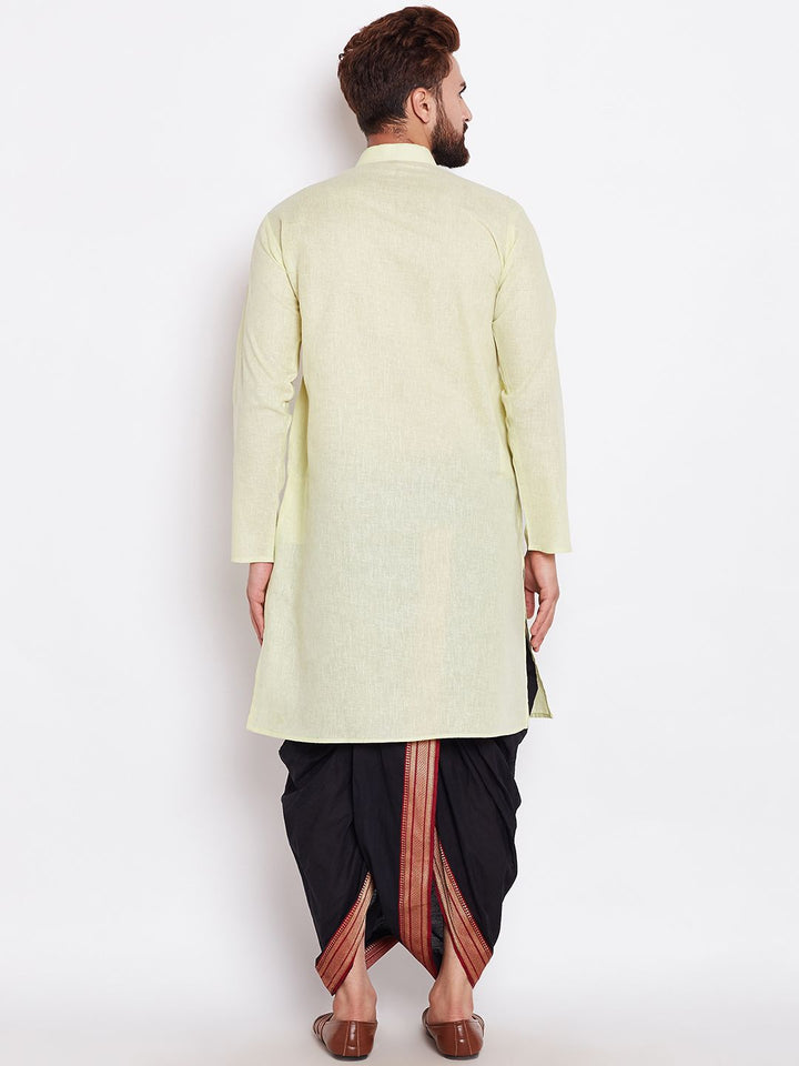 SOJANYA Men Lime Green Solid Straight Kurta