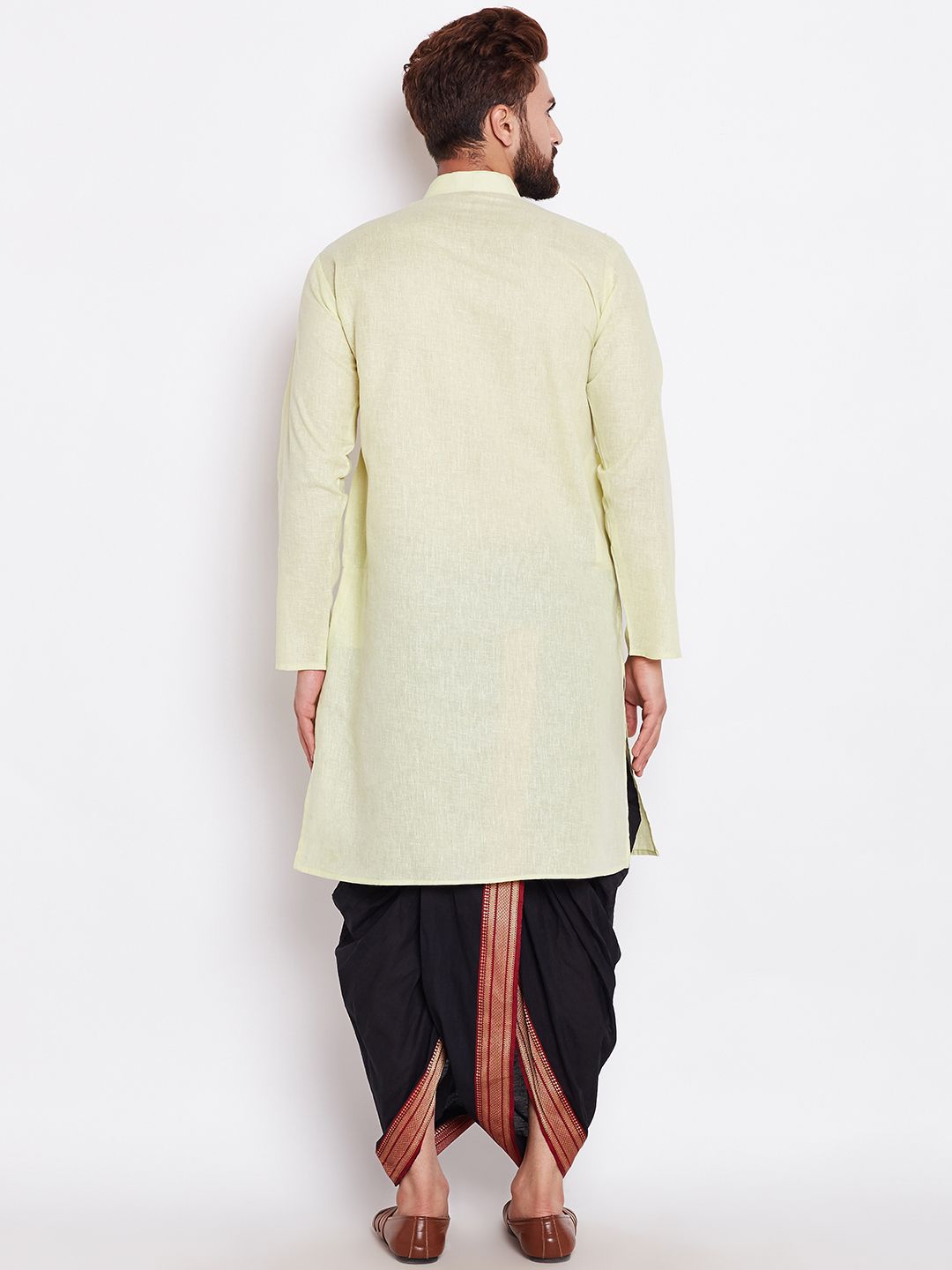 SOJANYA Men Lime Green Solid Straight Kurta