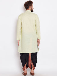 SOJANYA Men Lime Green Solid Straight Kurta