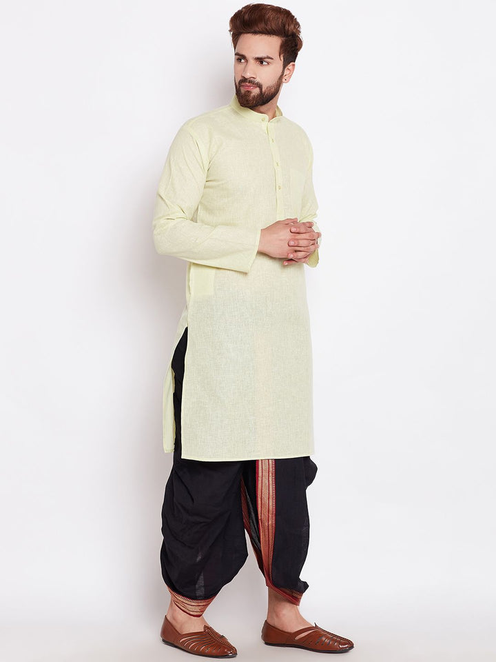 SOJANYA Men Lime Green Solid Straight Kurta