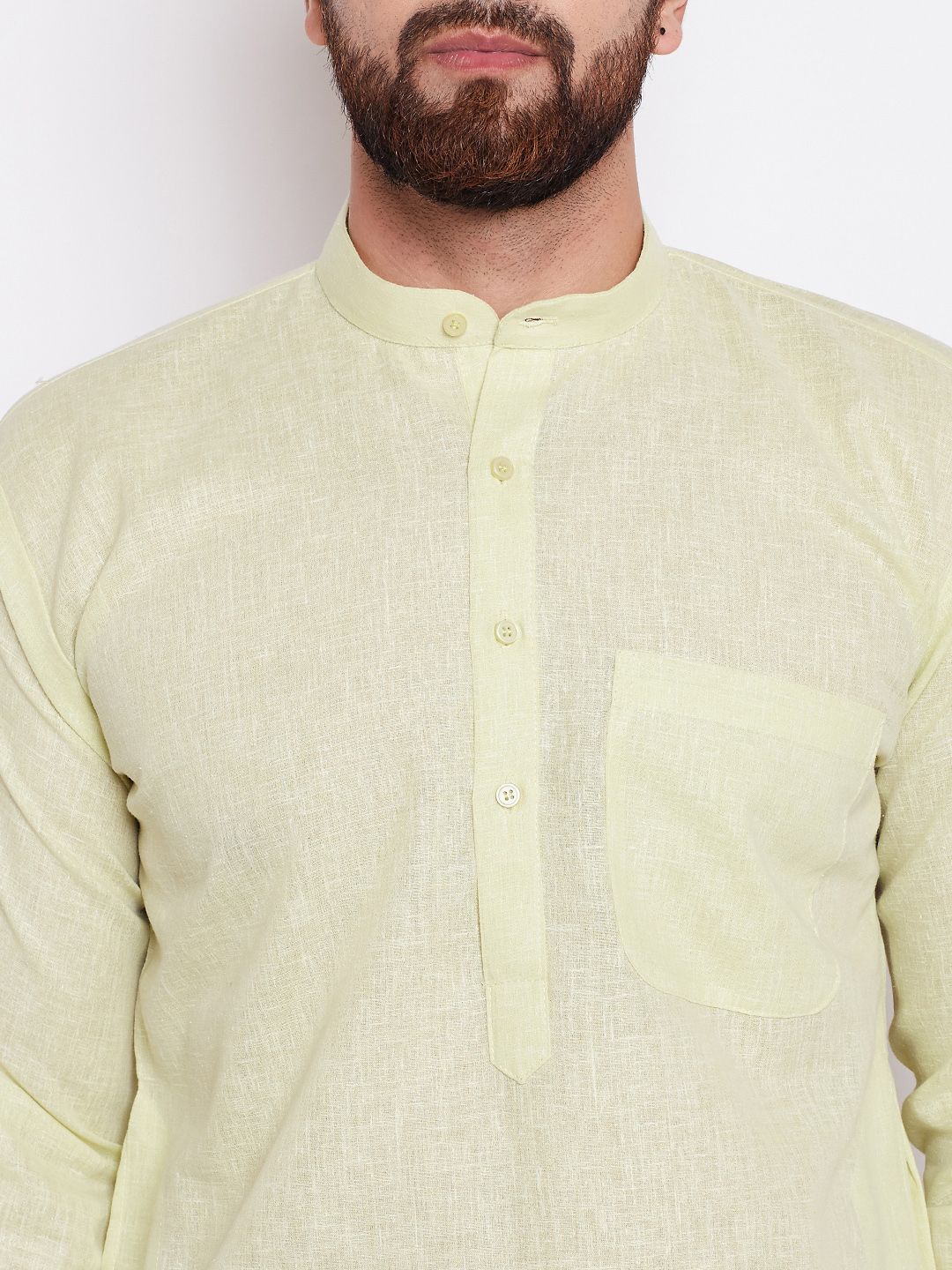 SOJANYA Men Lime Green Solid Straight Kurta