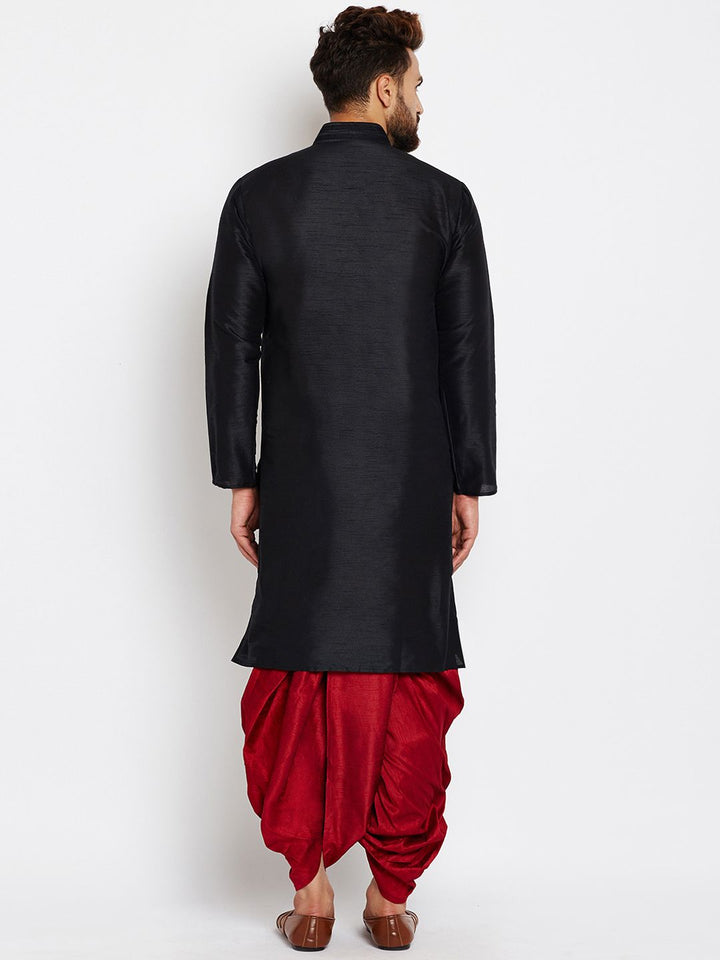 SOJANYA Men Black Solid Straight Kurta