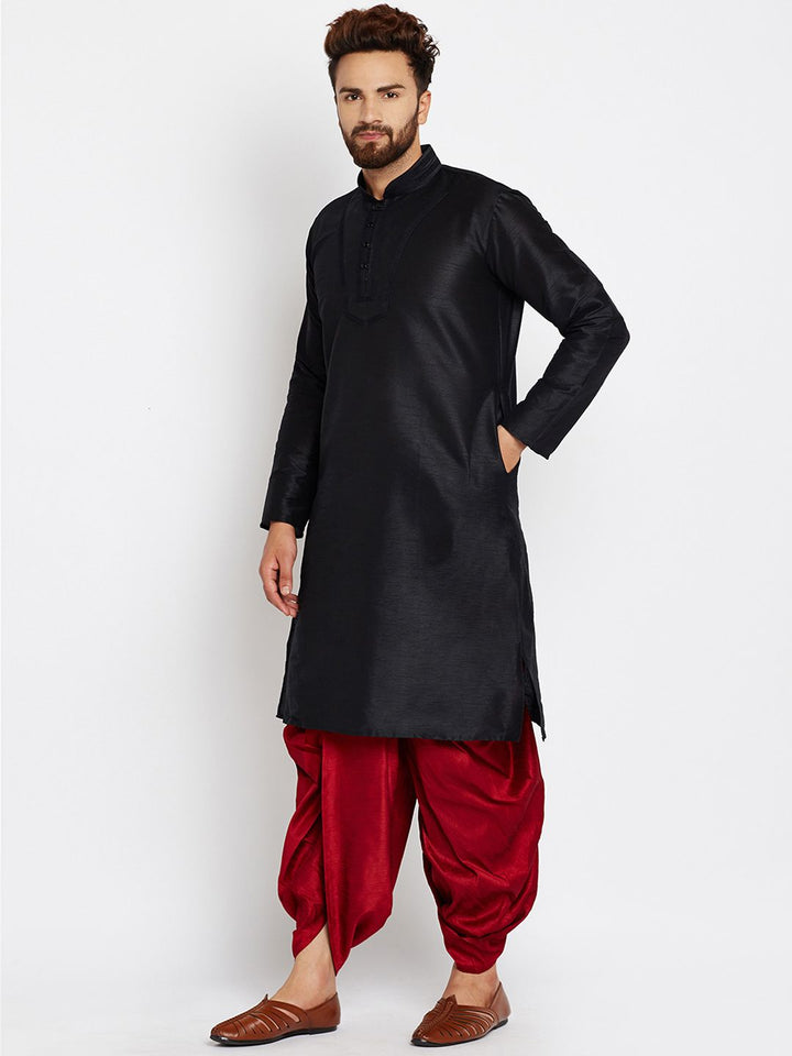 SOJANYA Men Black Solid Straight Kurta