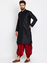 SOJANYA Men Black Solid Straight Kurta