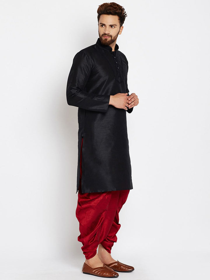 SOJANYA Men Black Solid Straight Kurta