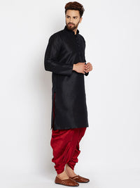 SOJANYA Men Black Solid Straight Kurta