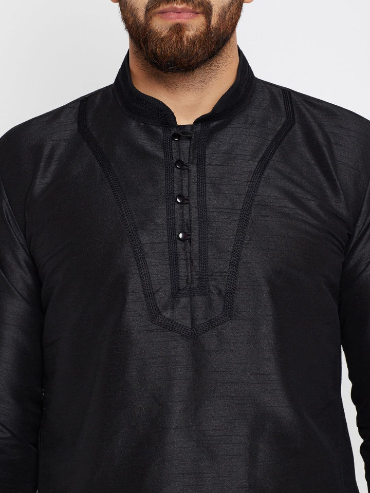 SOJANYA Men Black Solid Straight Kurta