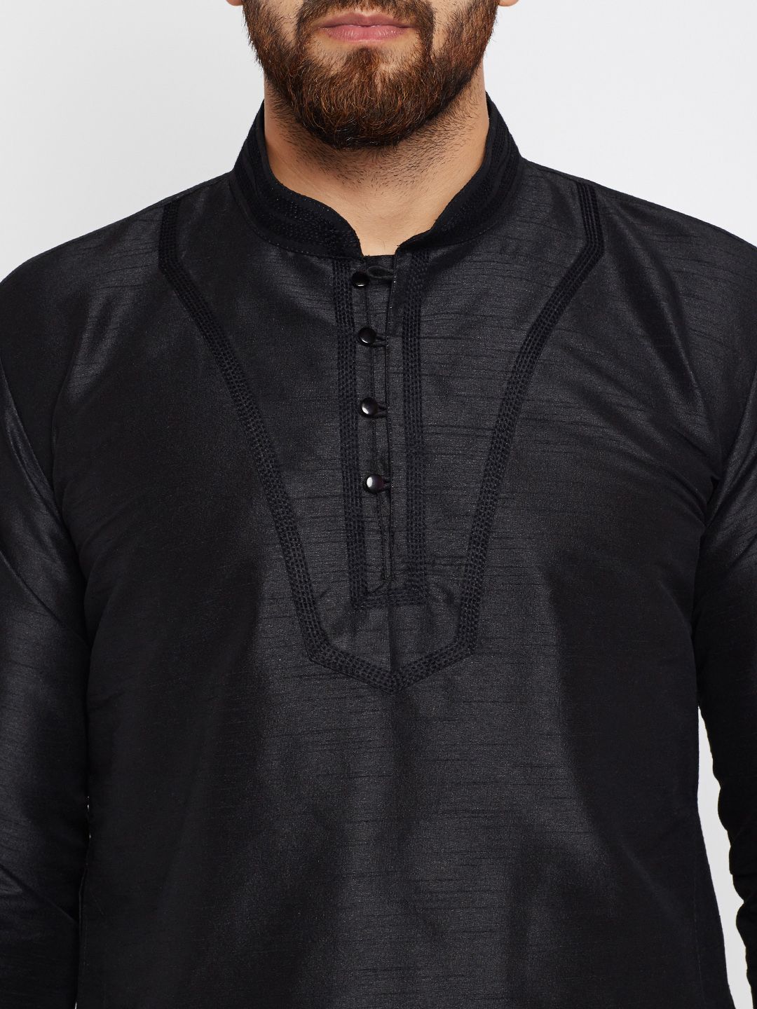 SOJANYA Men Black Solid Straight Kurta