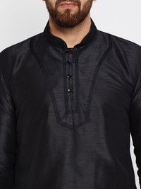 SOJANYA Men Black Solid Straight Kurta