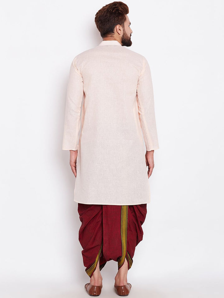 SOJANYA Kurta Lurus Pepejal Berwarna Peach Lelaki
