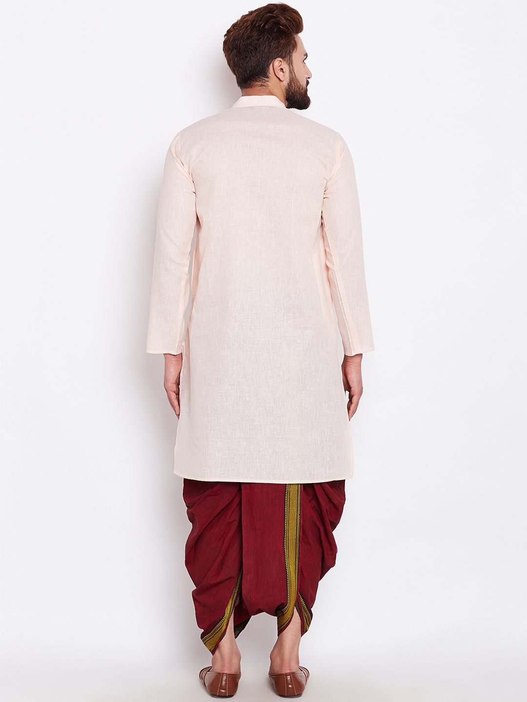 SOJANYA Kurta Lurus Pepejal Berwarna Peach Lelaki