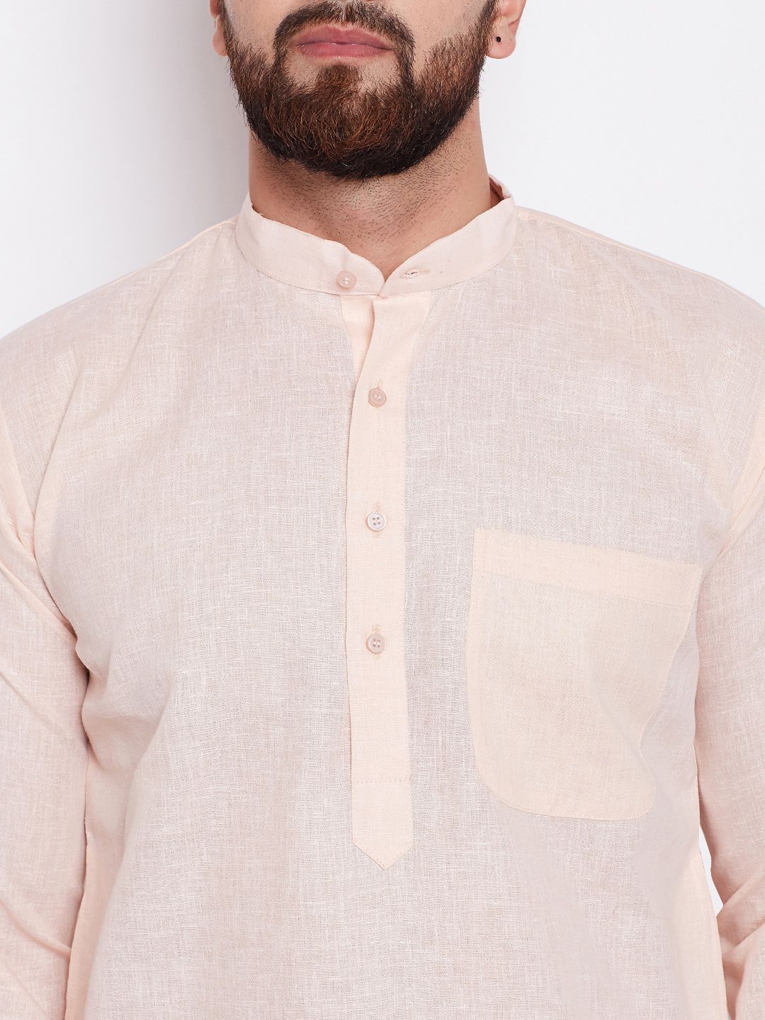 SOJANYA Kurta Lurus Pepejal Berwarna Peach Lelaki