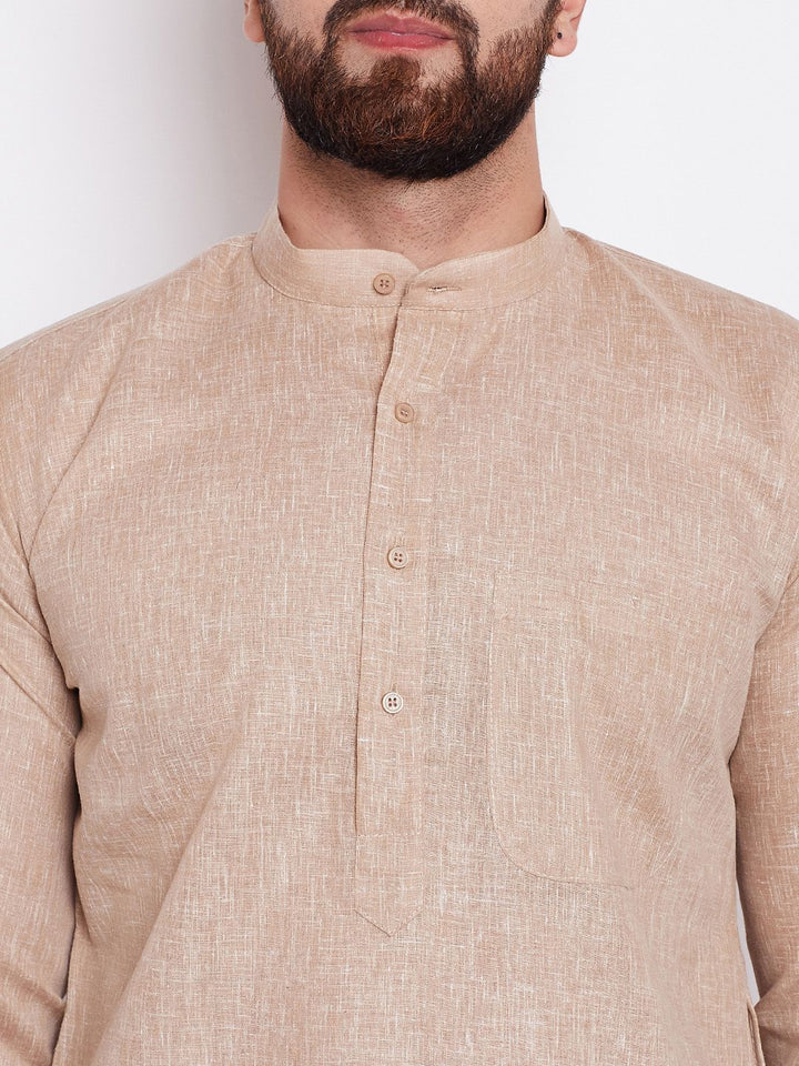 SOJANYA Men Beige Solid Straight Kurta