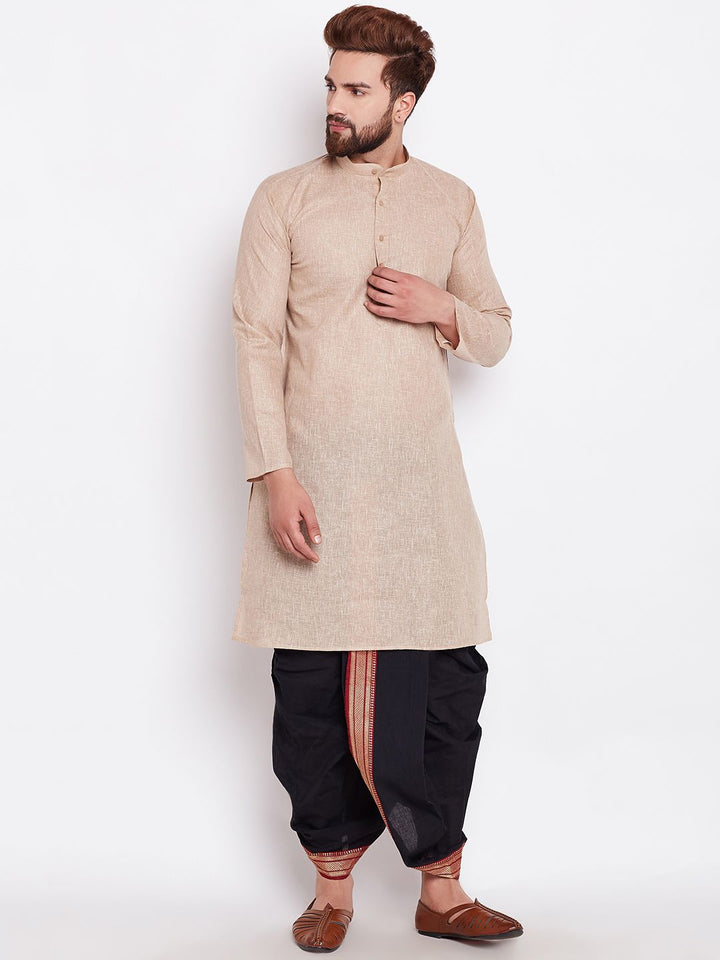 SOJANYA Men Beige Solid Straight Kurta