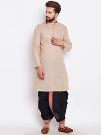 SOJANYA Men Beige Solid Straight Kurta