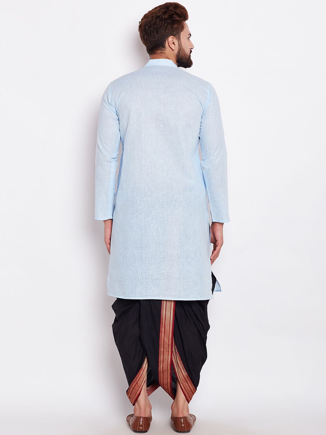 SOJANYA Men Turquoise Blue Solid Kurta Lurus