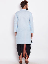 SOJANYA Men Turquoise Blue Solid Kurta Lurus