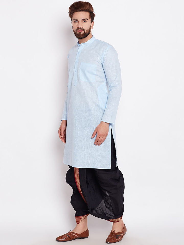 SOJANYA Men Turquoise Blue Solid Straight Kurta