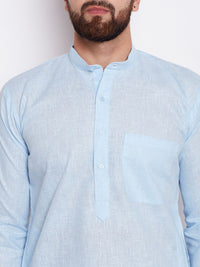 SOJANYA Men Turquoise Blue Solid Kurta Lurus