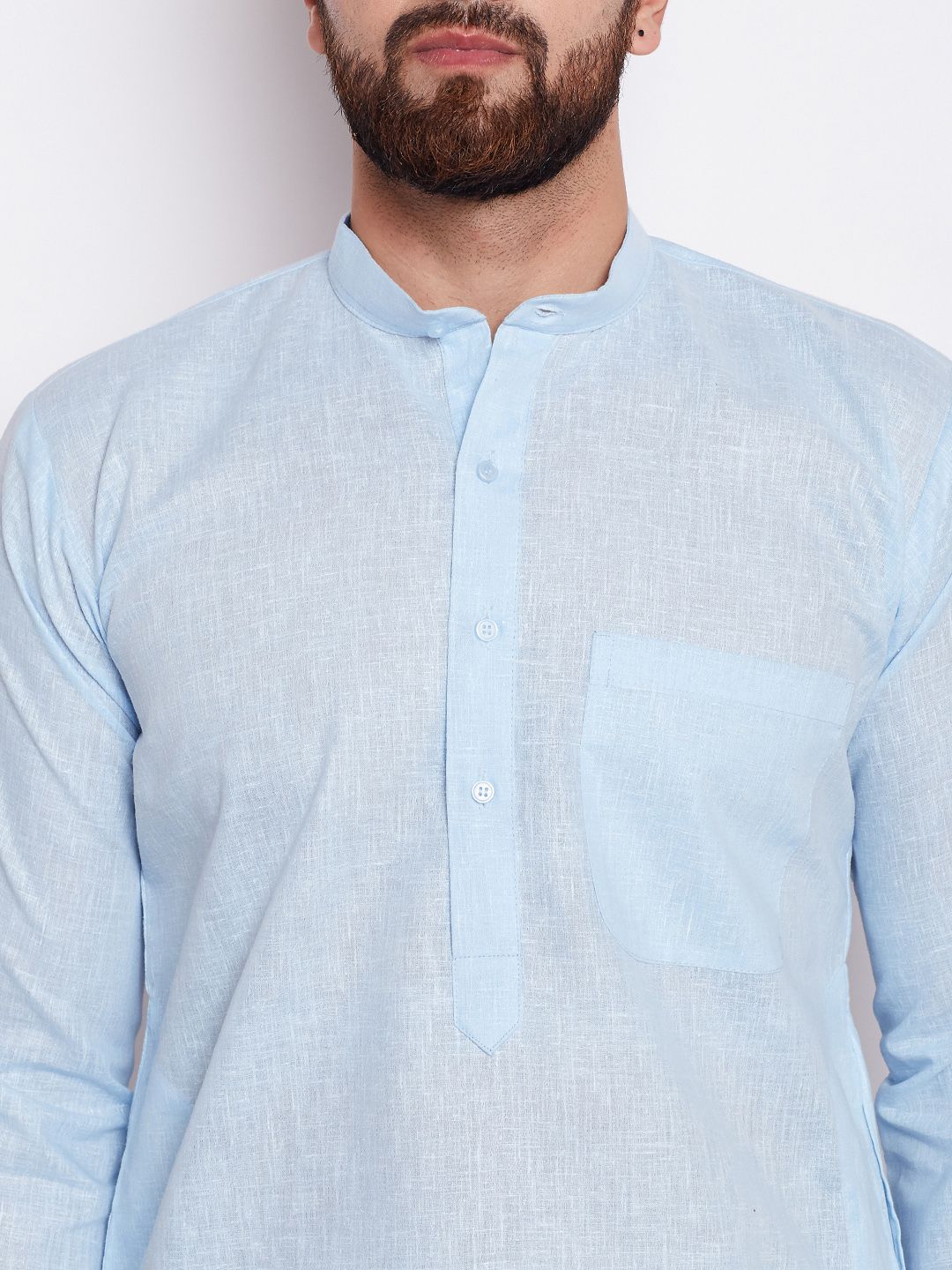 SOJANYA Men Turquoise Blue Solid Straight Kurta
