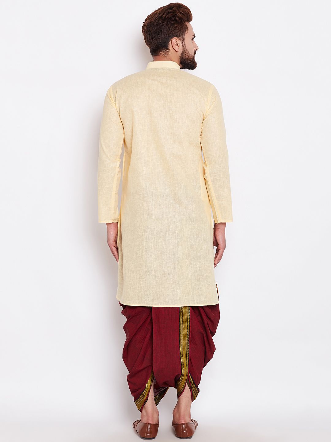 SOJANYA Lelaki Kuning Solid Kurta Lurus