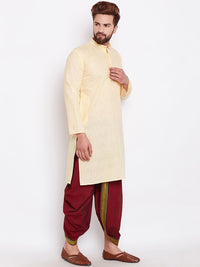 SOJANYA Lelaki Kuning Solid Kurta Lurus