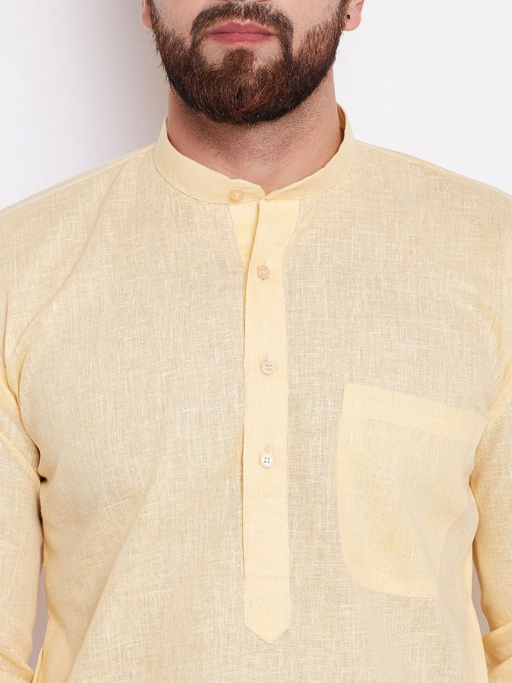 SOJANYA Lelaki Kuning Solid Kurta Lurus
