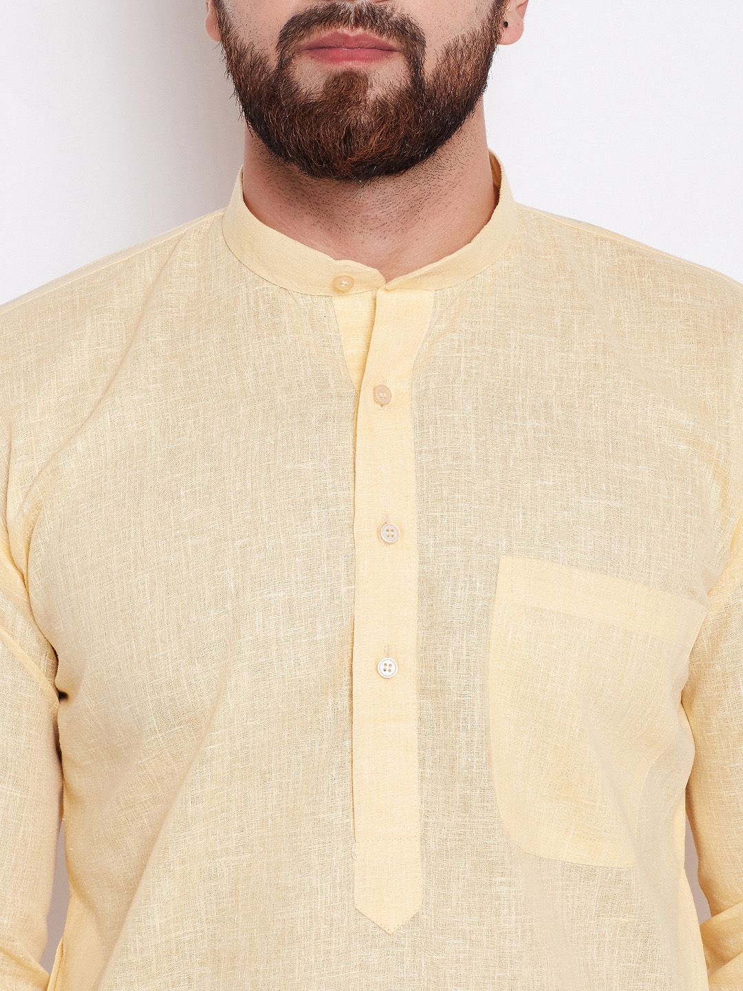 SOJANYA Lelaki Kuning Solid Kurta Lurus
