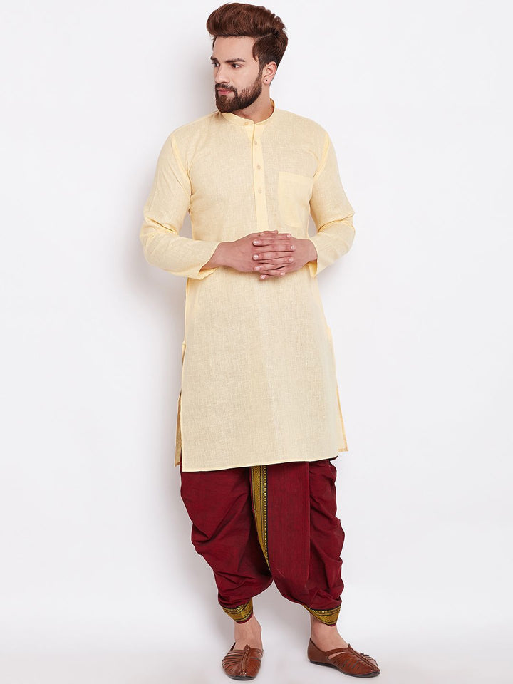 SOJANYA Lelaki Kuning Solid Kurta Lurus