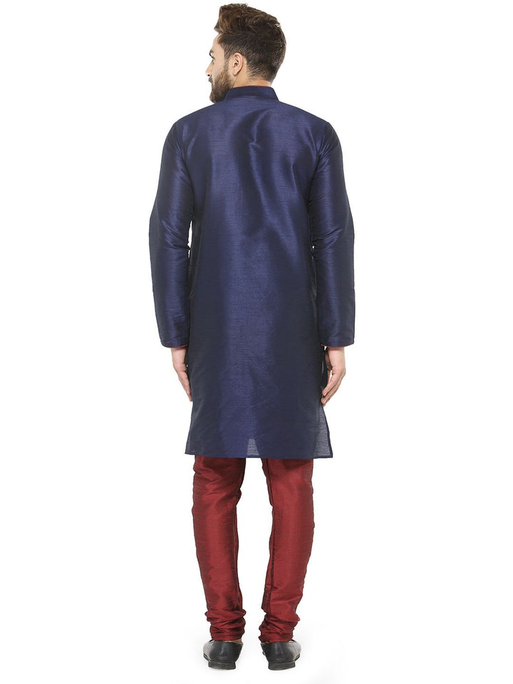 SOJANYA Lelaki Navy Blue Solid Kurta Lurus