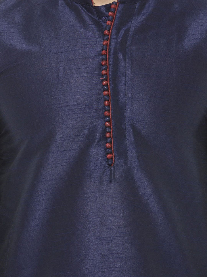 SOJANYA Lelaki Navy Blue Solid Kurta Lurus