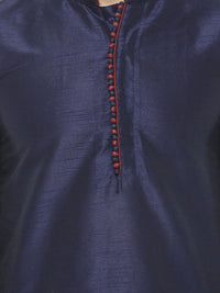 SOJANYA Lelaki Navy Blue Solid Kurta Lurus