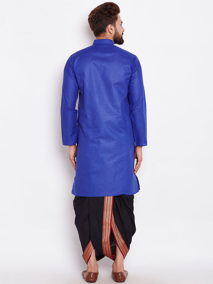 SOJANYA Men Blue Solid Straight Kurta