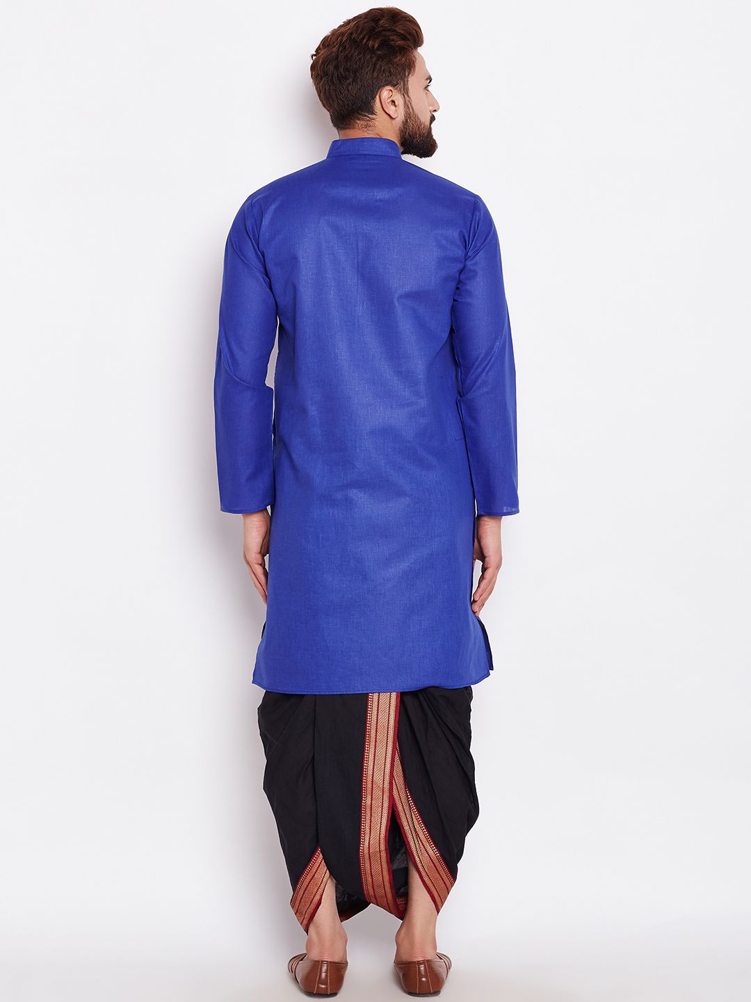 SOJANYA Men Blue Solid Straight Kurta